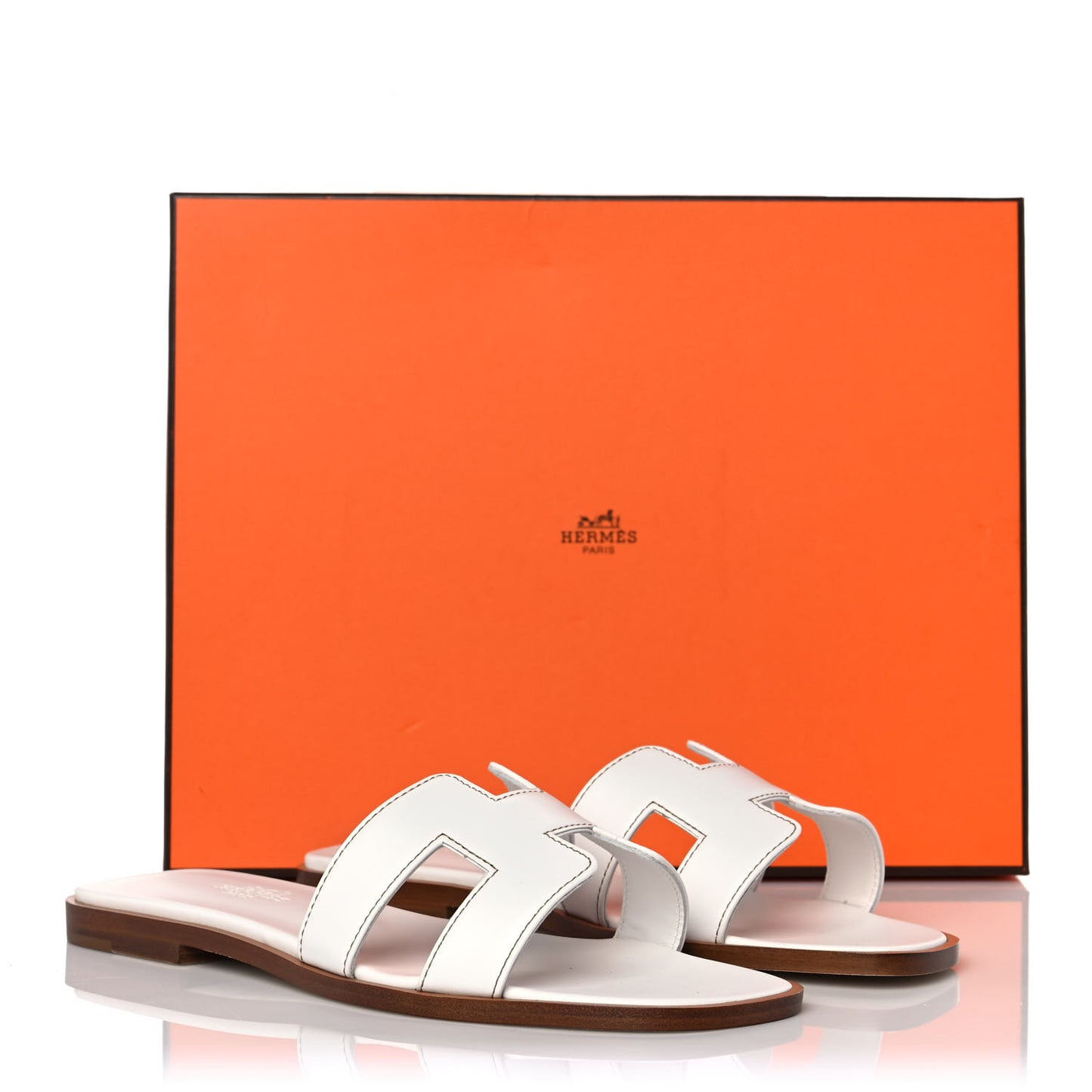 Box Calfskin Oran Sandals 36 White
