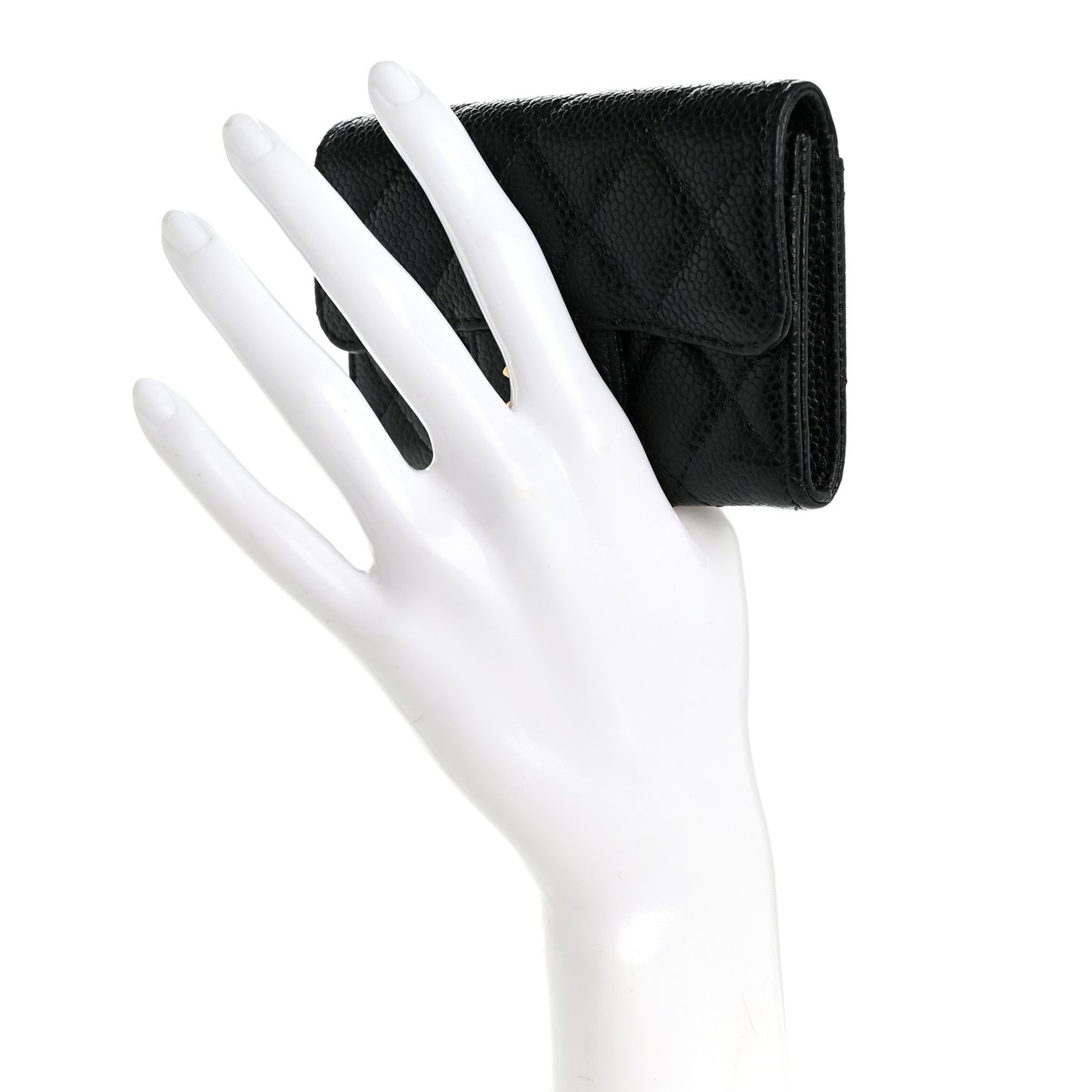 Caviar Quilted Flap Card Holder Black