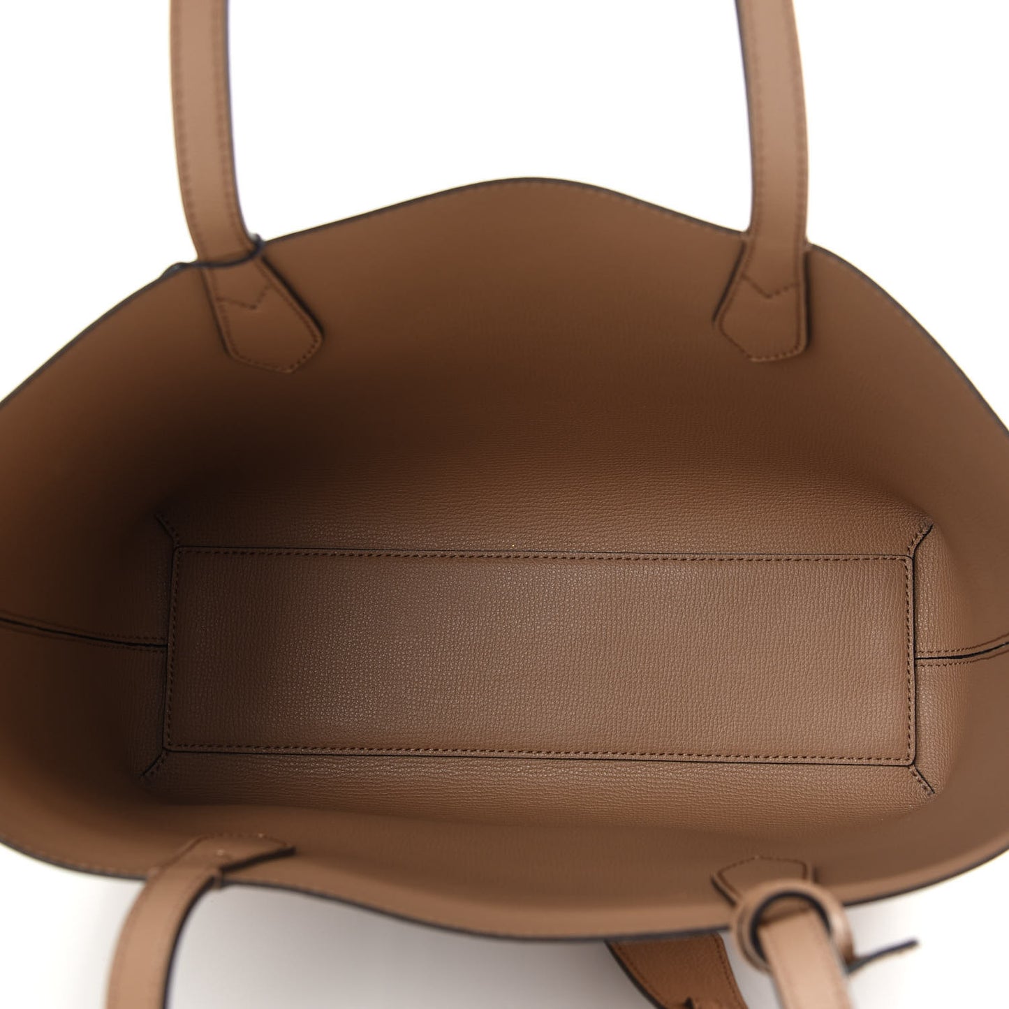 Grainy Calfskin Haymarket Check Small Reversible Tote Mid Camel