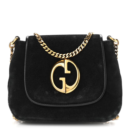 Gucci Suede Small 1973 Chain Shoulder Bag Black 1 of 13