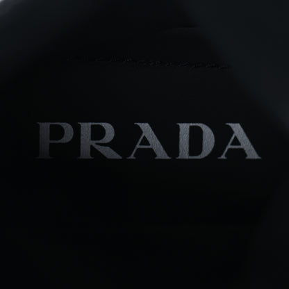 Prada Spazzolato Rois Nylon Metal Triangle Logo Monolith Pouch Pocket 55mm Boots 38.5 Black 9 of 9