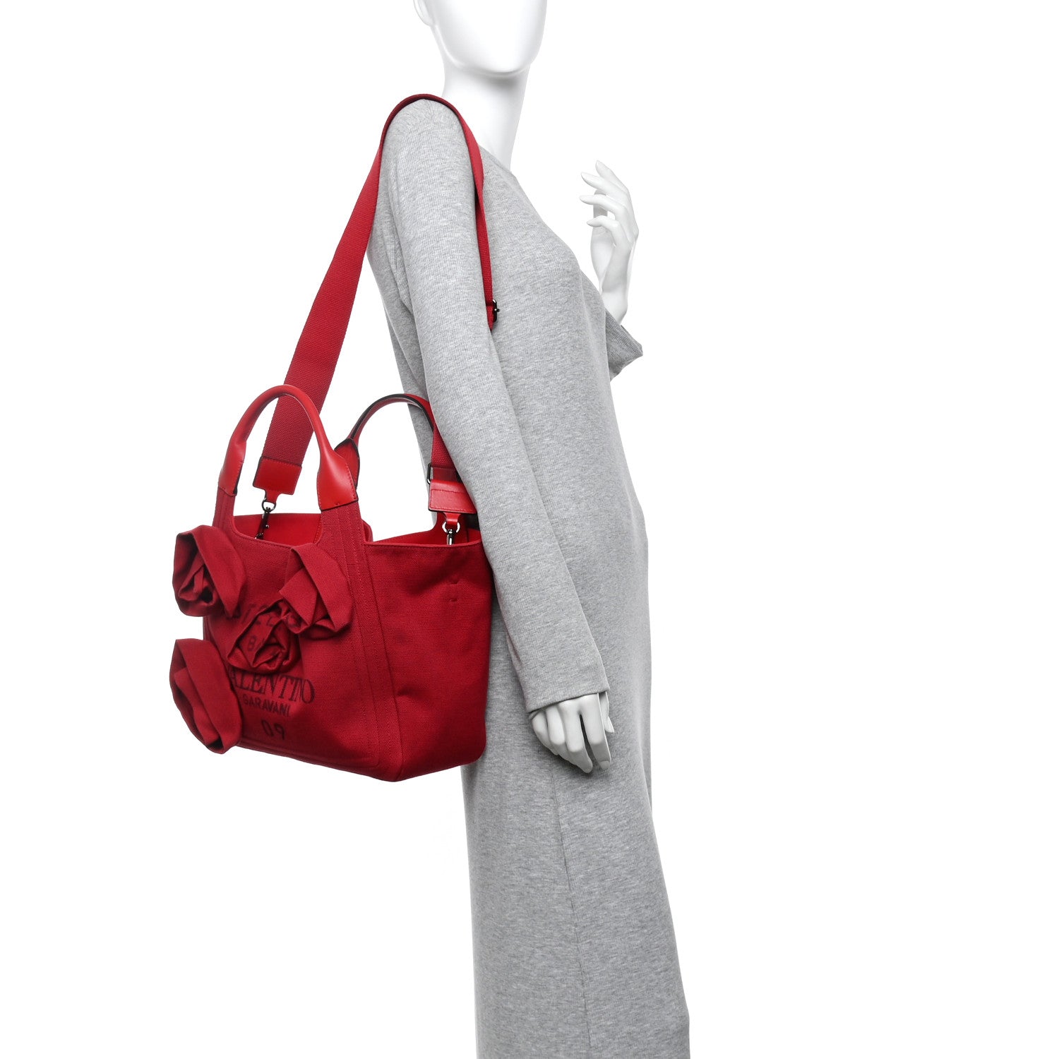 Valentino Garavani Canvas Atelier 02 Bow Edition Small Tote Bag Red 2 of 13
