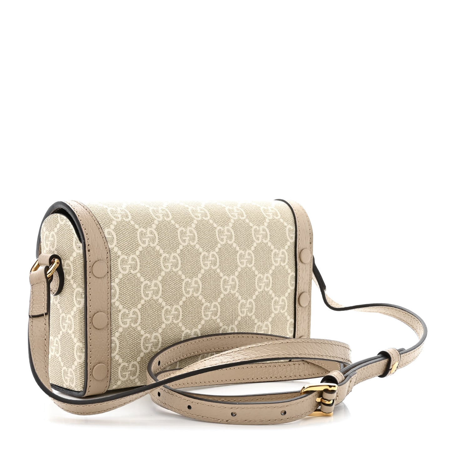 GG Supreme Monogram Textured Dollar Calfskin Mini Horsebit 1955 Shoulder Bag Beige Mystic White Oatmeal