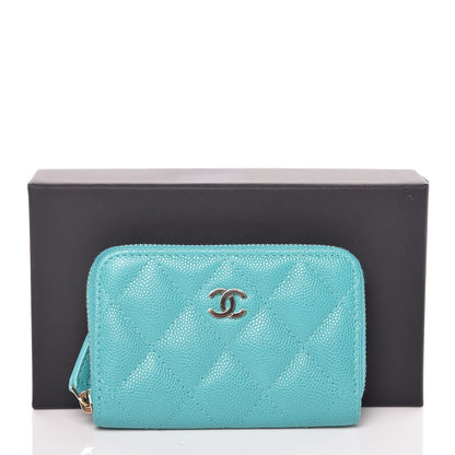 Chanel Caviar Quilted Zip Coin Purse Turquoise 10 of 10