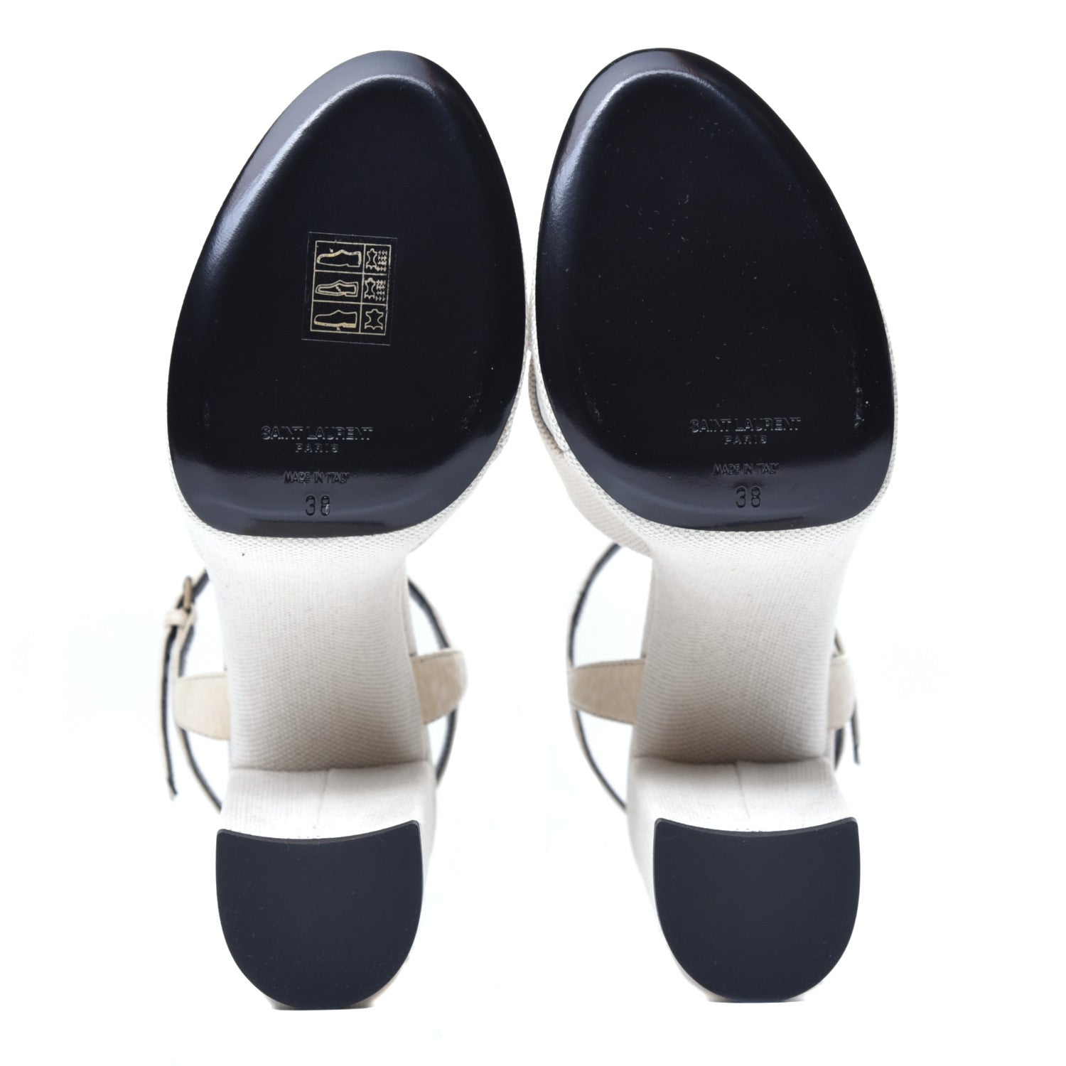 Saint Laurent Canvas Bianca 125 Platform Sandals 38 Cream 6 of 10
