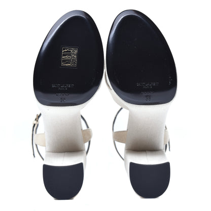 Saint Laurent Canvas Bianca 125 Platform Sandals 38 Cream 6 of 10