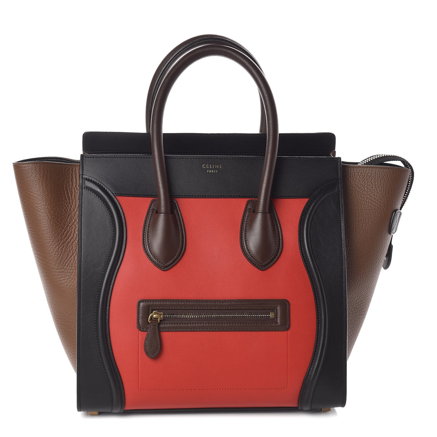 Elephant Calfskin Mini Tri-Color Luggage Bright Red
