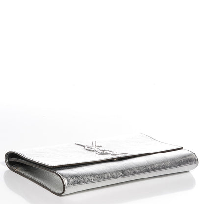 Saint Laurent Metallic Leather Large Belle De Jour Clutch Silver 4 of 7