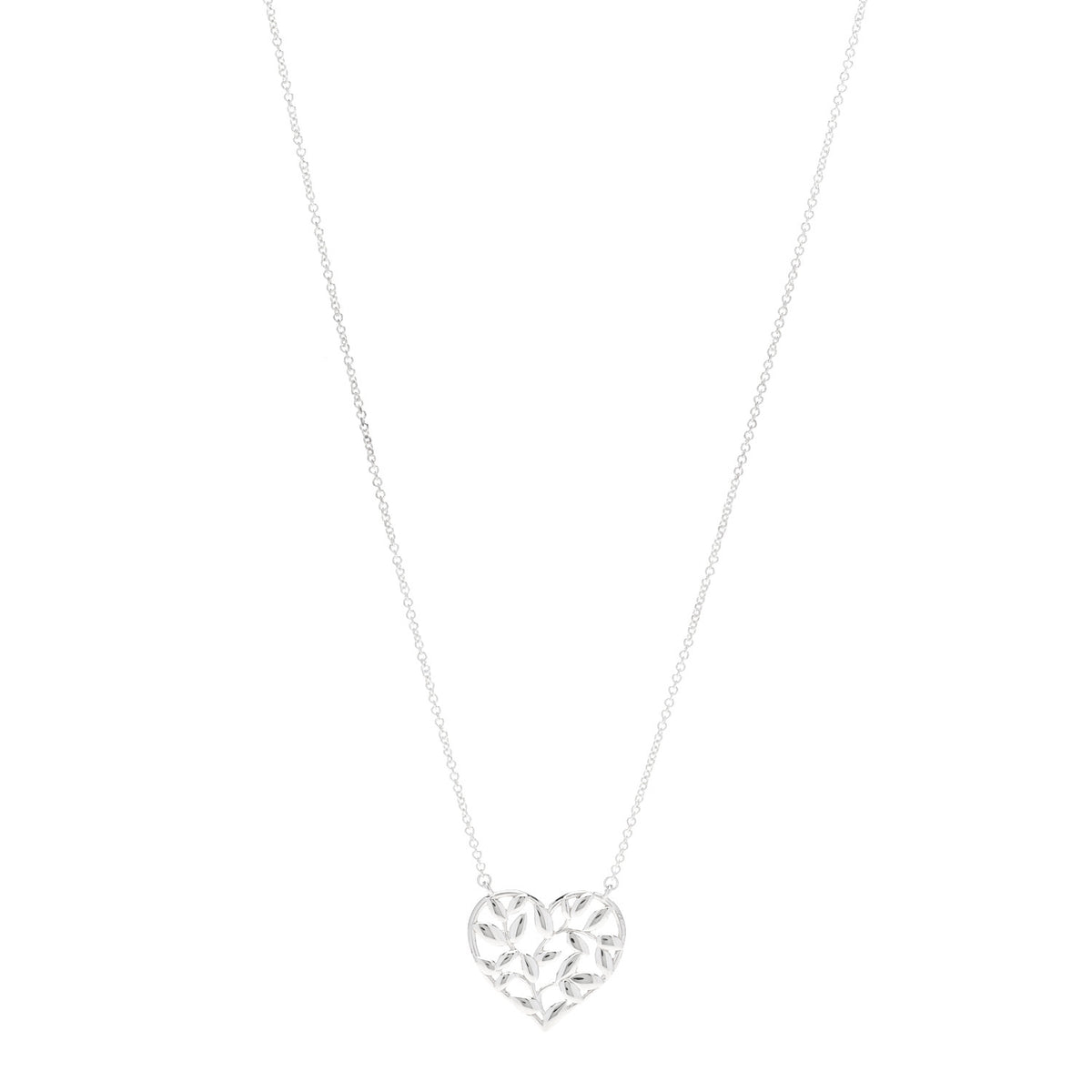Tiffany Sterling Silver Paloma Picasso Olive Leaf Heart Pendant Necklace 1 of 6