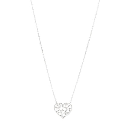 Tiffany Sterling Silver Paloma Picasso Olive Leaf Heart Pendant Necklace 1 of 6