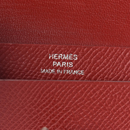Hermes Epsom Bearn Card Holder Wallet Rouge Grenat 6 of 8