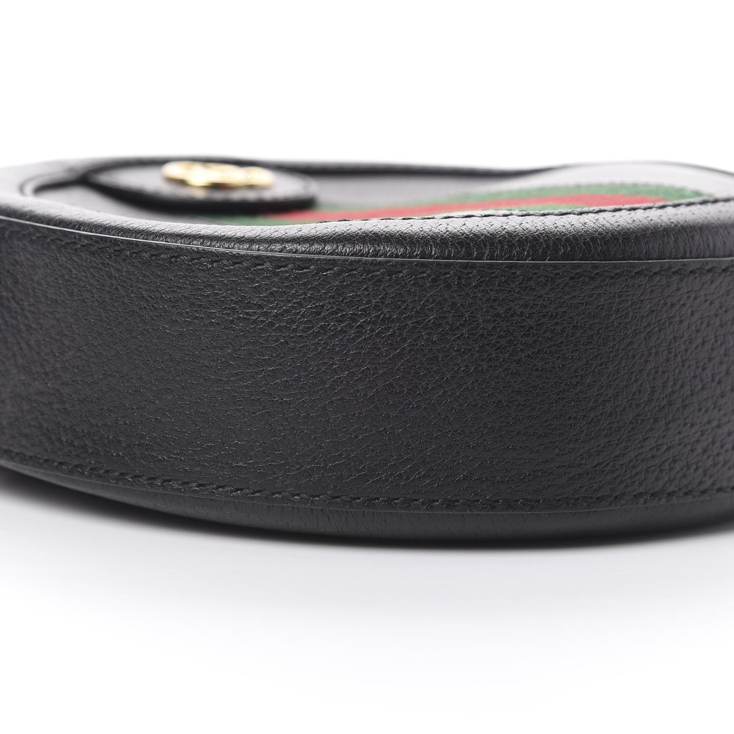 Grained Calfskin Web Mini Ophidia Round Shoulder Bag Black