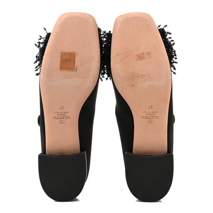 Valentino Garavani Satin Beaded Bowjane Mary Jane Ballerina Flats 37 Black 6 of 9