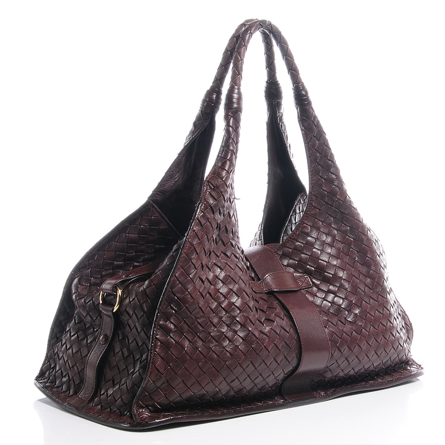 Nappa Intrecciato Shoulder Bag Ebano
