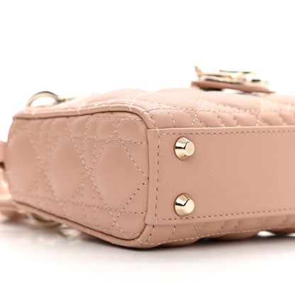 Christian Dior Lambskin Cannage Micro Lady Dior Rose Des Vents 9 of 10