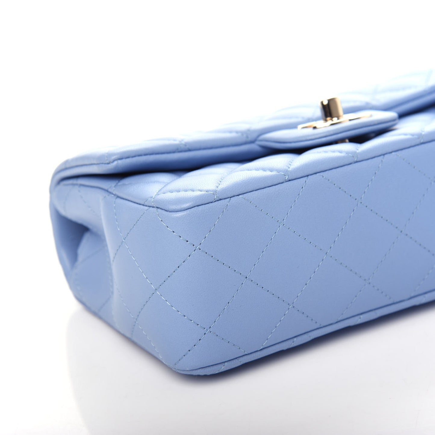 Lambskin Quilted Mini Rectangular Flap Light Blue