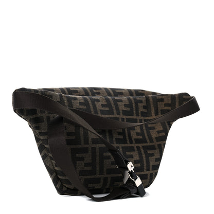 Fendi Fabric Jacquard FF 1974 Logo Threaded Edge Kids Belt Bag Tobacco Giallo Fluo 2 of 14