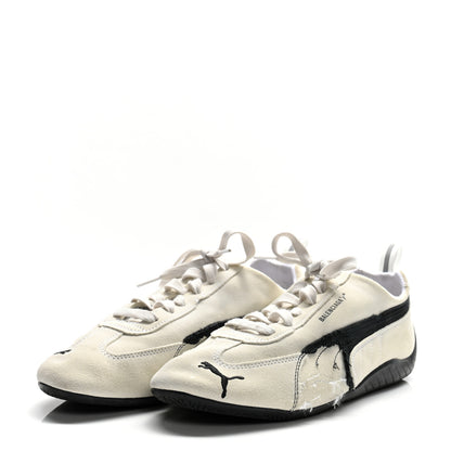 Balenciaga X PUMA Suede Distressed Speedcat Sneakers 41 White Black 4 of 9