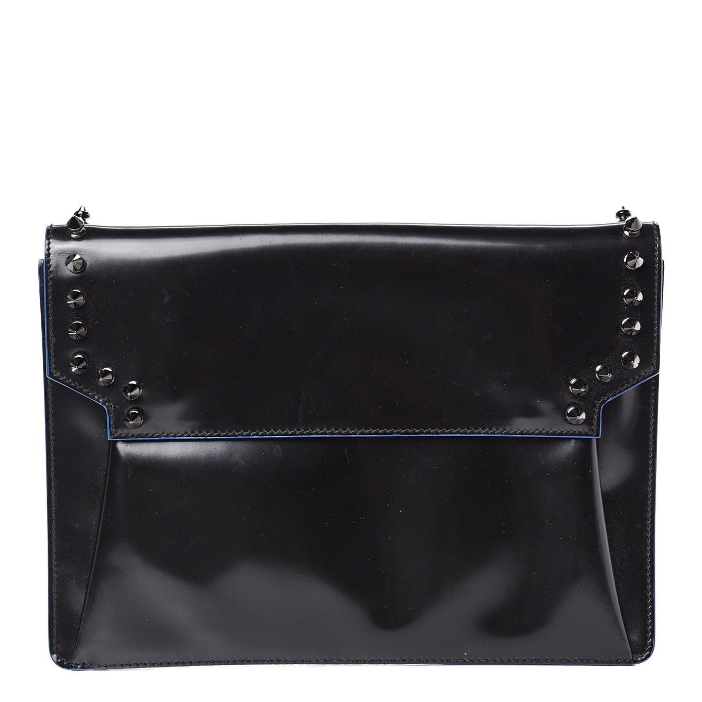 Calfskin Studded Flap Pouch Black