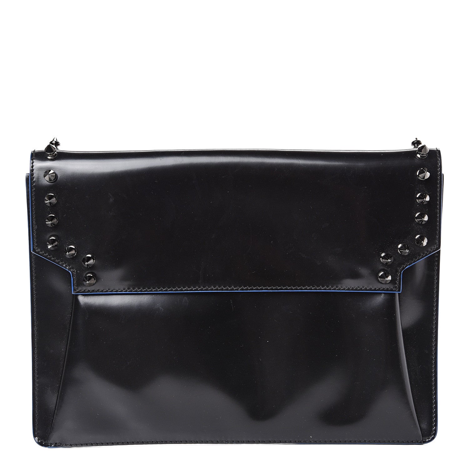 MCM Calfskin Studded Flap Pouch Black 1 of 9