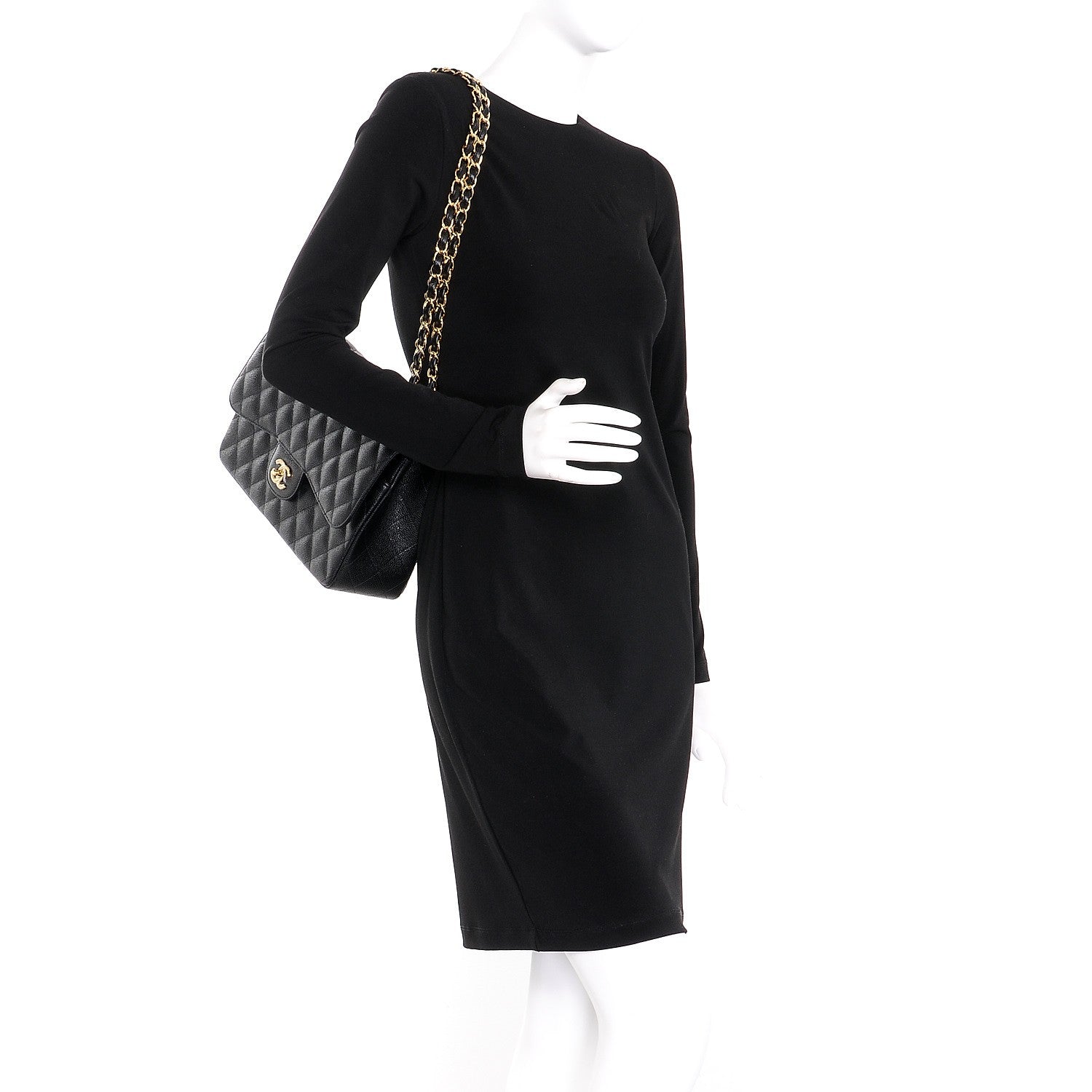 Chanel Caviar Quilted Jumbo Double Flap Black 3 of 9