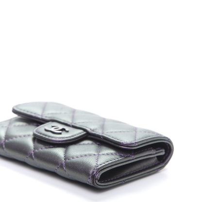Chanel Iridescent Lambskin Quilted Flap Card Holder Purple 9 of 11
