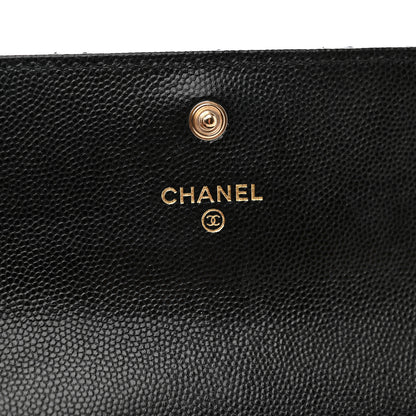 Chanel Caviar Quilted Crystal CC Large Gusset Flap Wallet Black 7 of 9