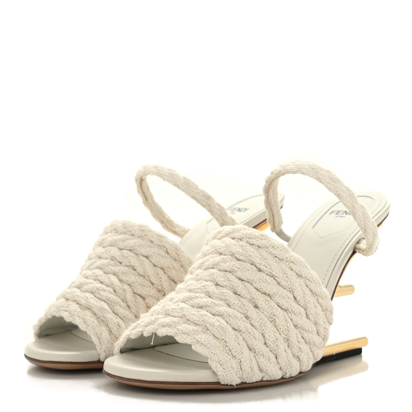 Fabric Woven Fendi First 95mm Slide Sandals 38 Grezzo