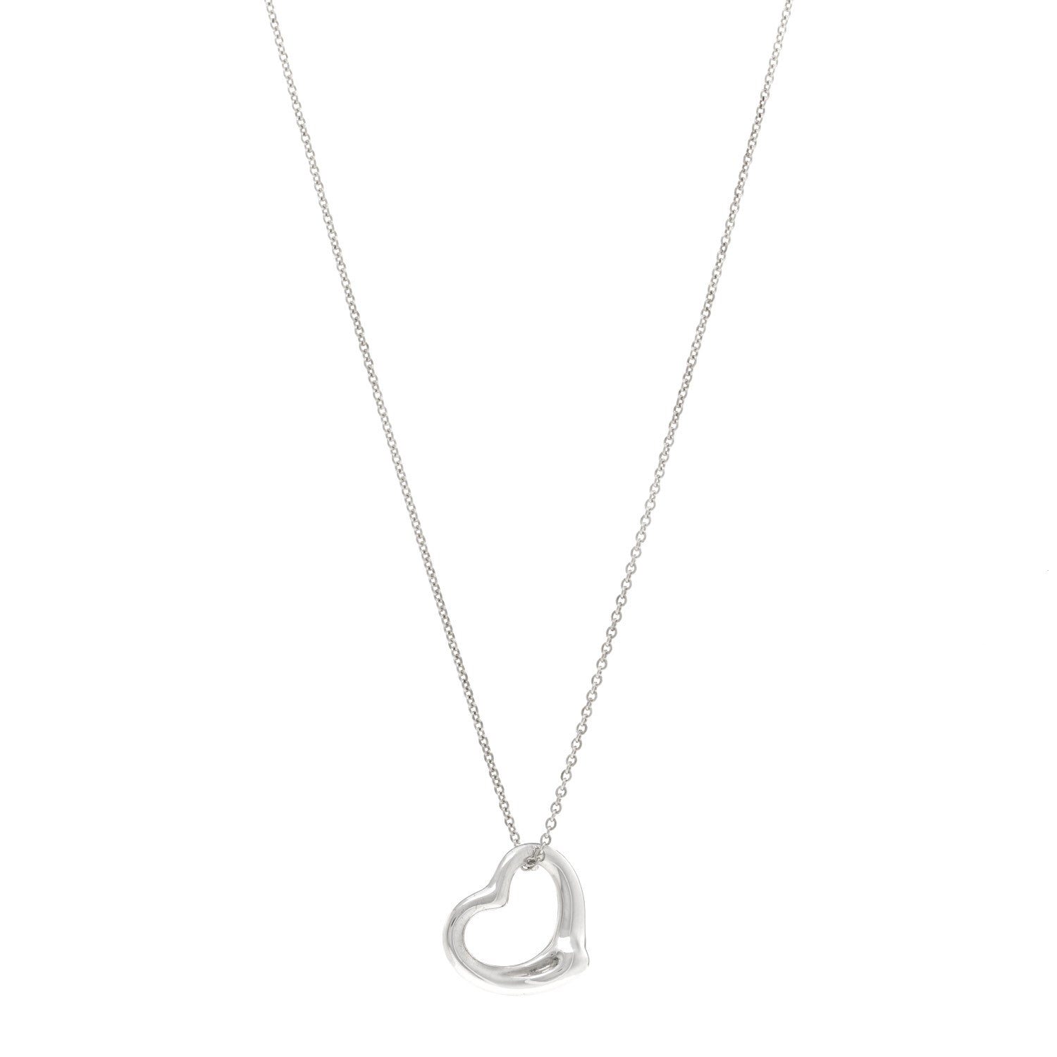 Tiffany Sterling Silver 22mm Elsa Peretti Open Heart Pendant Necklace 1 of 5