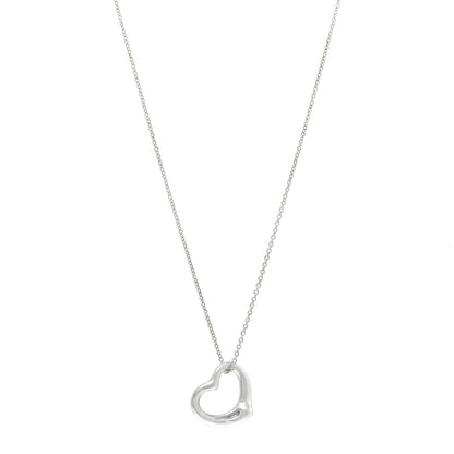 Tiffany Sterling Silver 22mm Elsa Peretti Open Heart Pendant Necklace 1 of 5