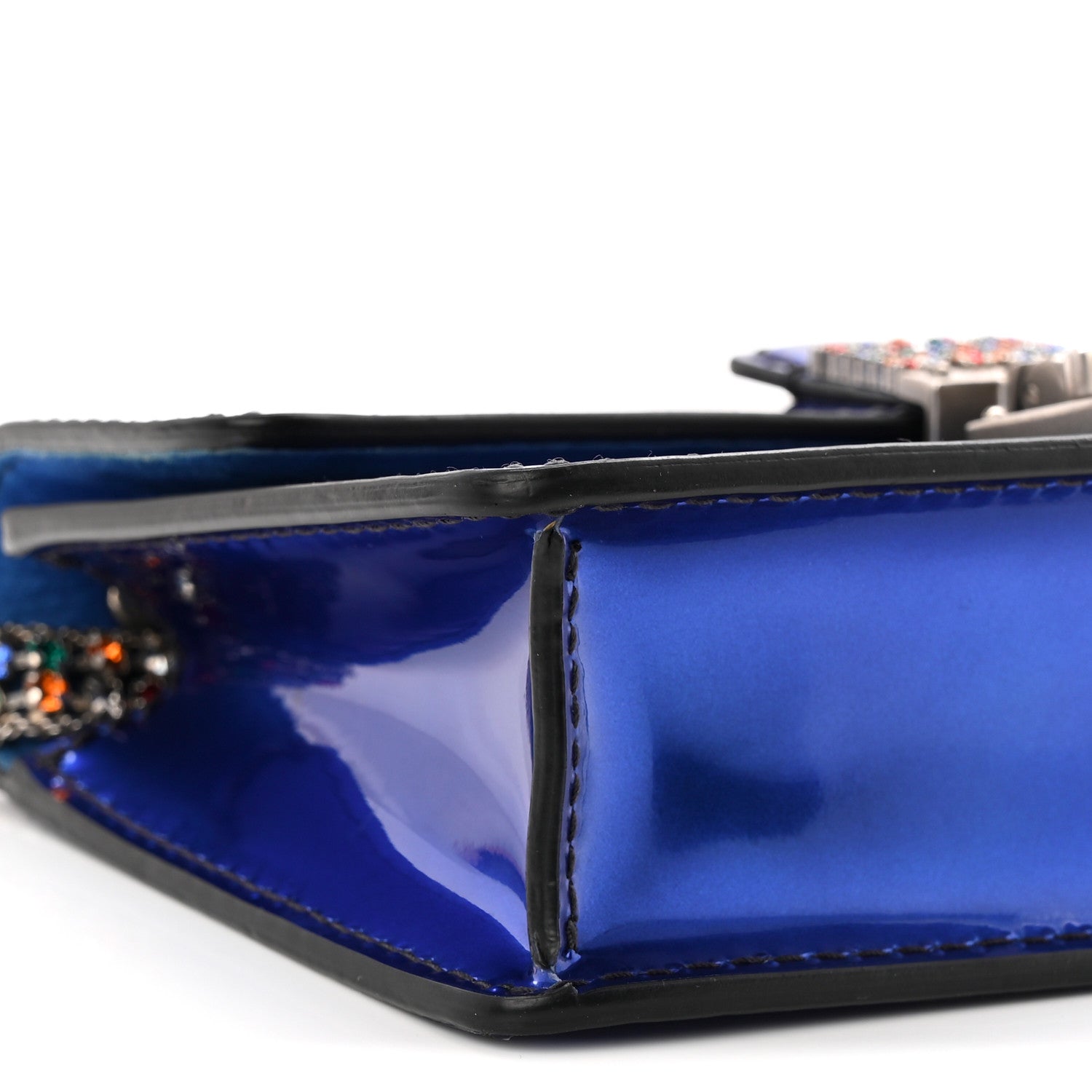 Christian Dior Metallic Patent Crystal Dioraddict Flap Bag Blue 8 of 9