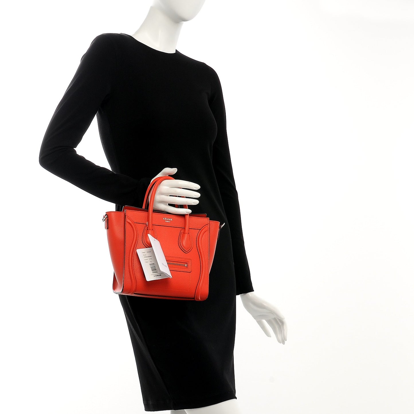 Drummed Calfskin Nano Luggage Vermillion