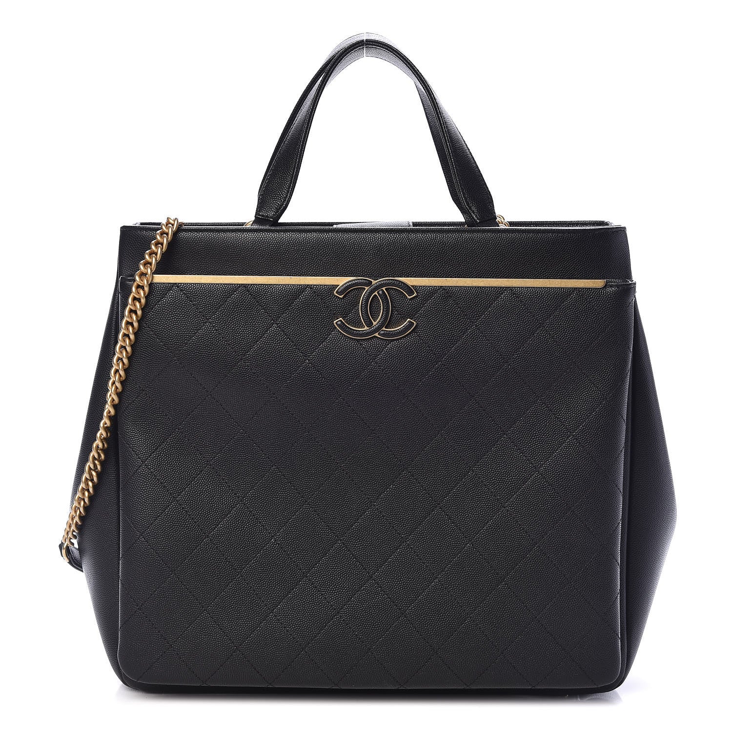 Chanel Grained Calfskin Stitched Lady Coco Top Handle Tote Black 1 of 9