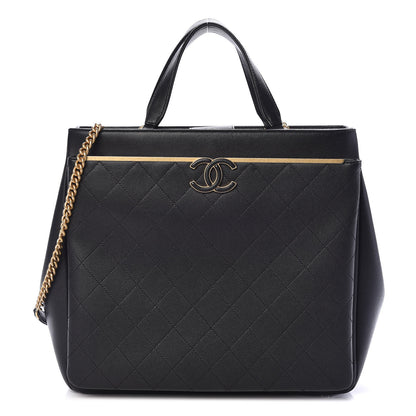 Chanel Grained Calfskin Stitched Lady Coco Top Handle Tote Black 1 of 9