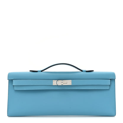Hermes Swift Kelly Cut Clutch Pochette Bleu Du Nord 1 of 9