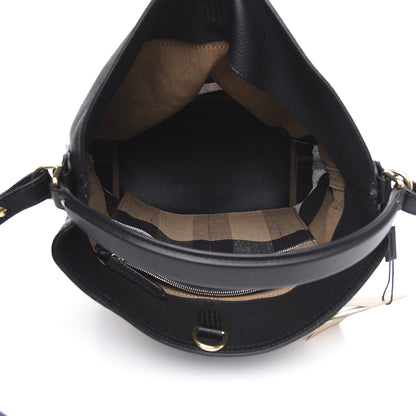 Burberry Grainy Calfskin Canvas Mega Check Medium Ashby Tassel Hobo Black 5 of 10