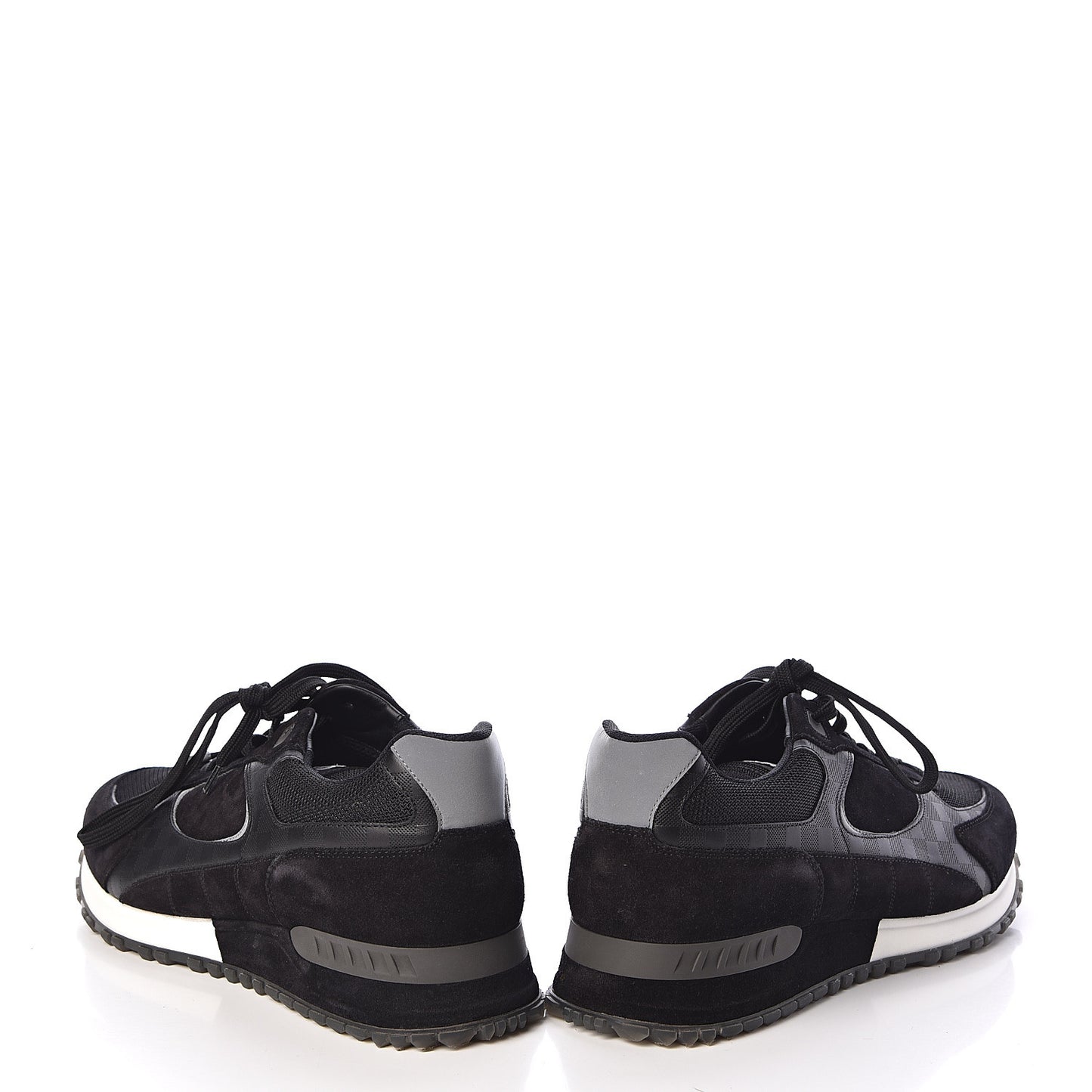 Suede Damier Infini Run Away Sneakers 6.5 Black
