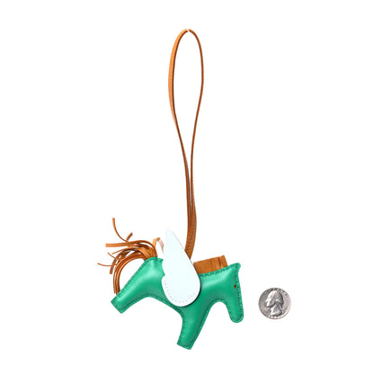 Hermes Milo Lambskin Grigri Rodeo Pegase Horse Bag Charm PM Menthe Sesame Bleu Brume 2 of 4