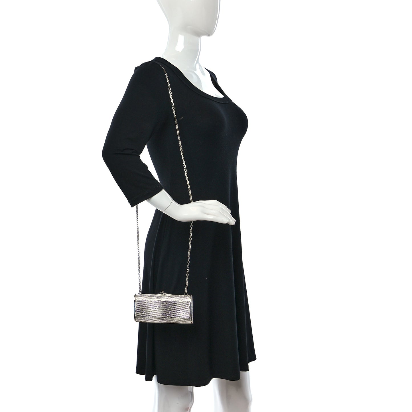 Swarovski Crystal Minaudiere Clutch Silver