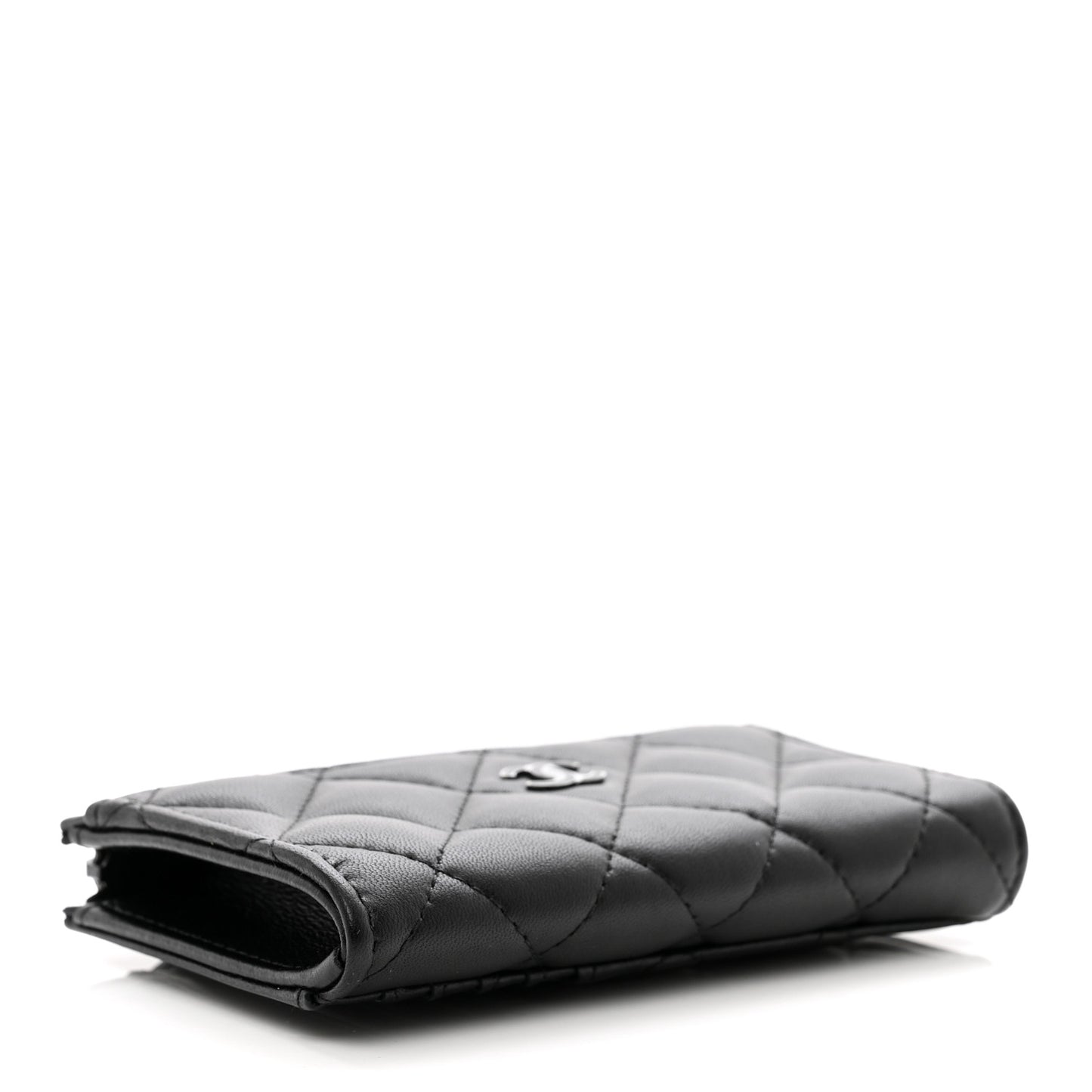 Lambskin Quilted Zip Card Holder So Black