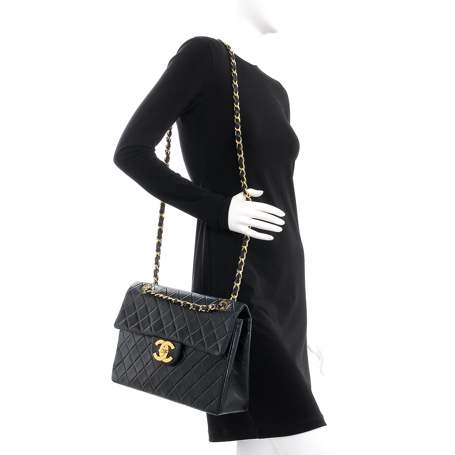 Chanel Lambskin Quilted XL Jumbo Single Flap Black 3 of 15