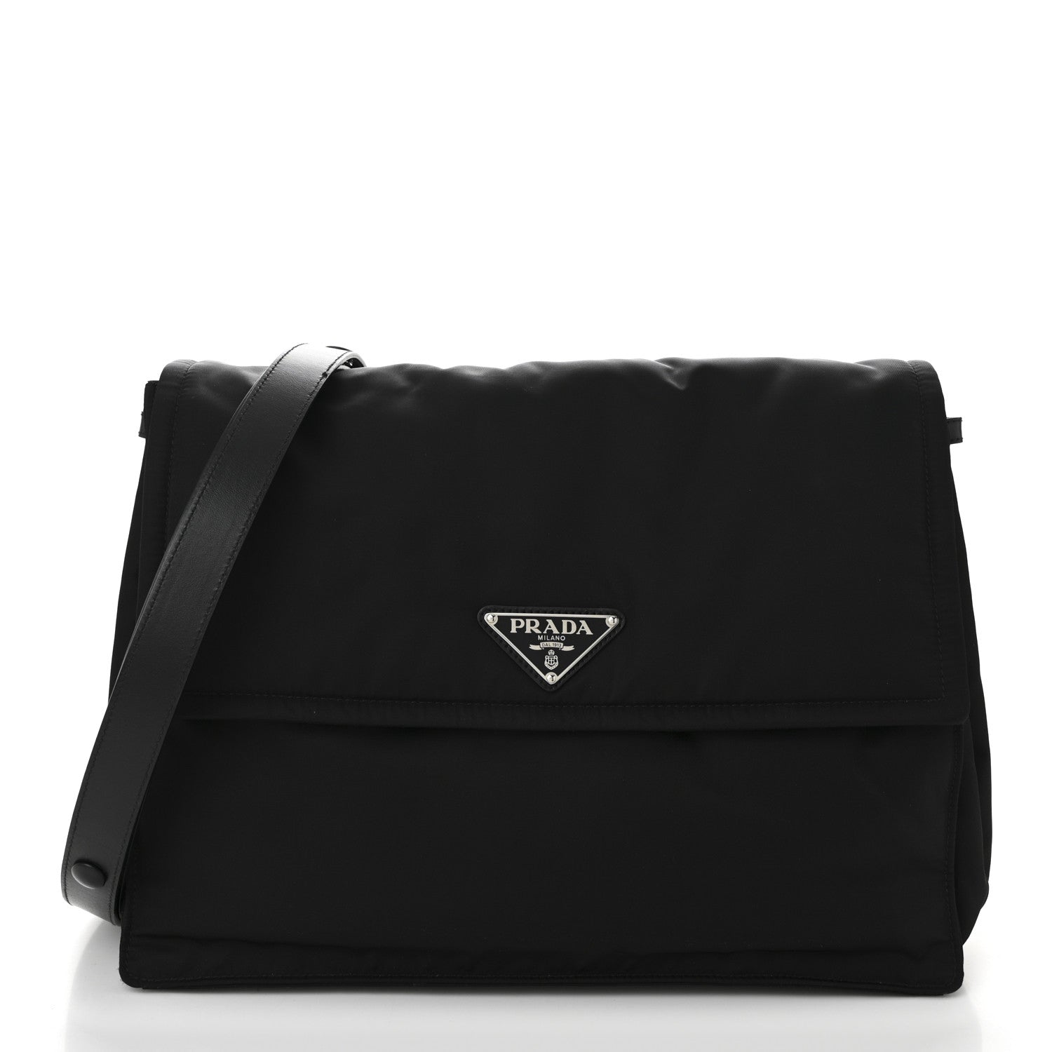 Prada Re-Nylon Vitello Padded Large Flap Shoulder Bag Black 1 of 10