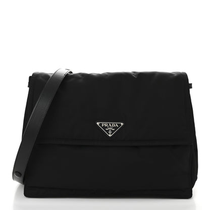 Prada Re-Nylon Vitello Padded Large Flap Shoulder Bag Black 1 of 10
