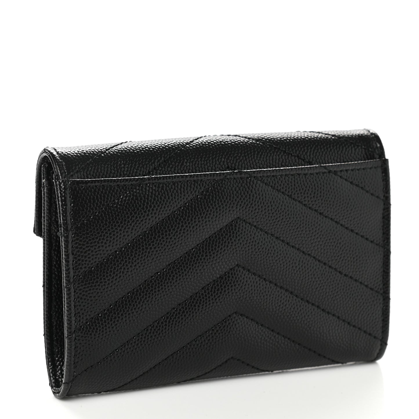 Grain De Poudre Matelasse Chevron Small Monogram Envelope Wallet Black