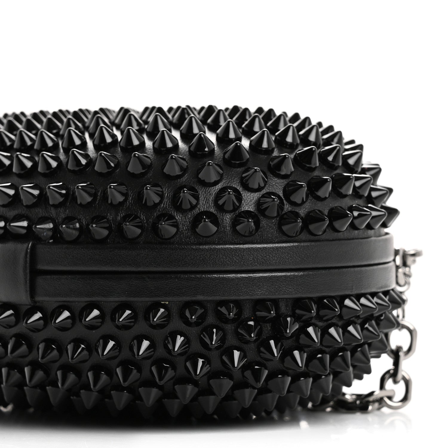 Christian Louboutin Calfskin Spikes Mina Chain Clutch Black 10 of 12