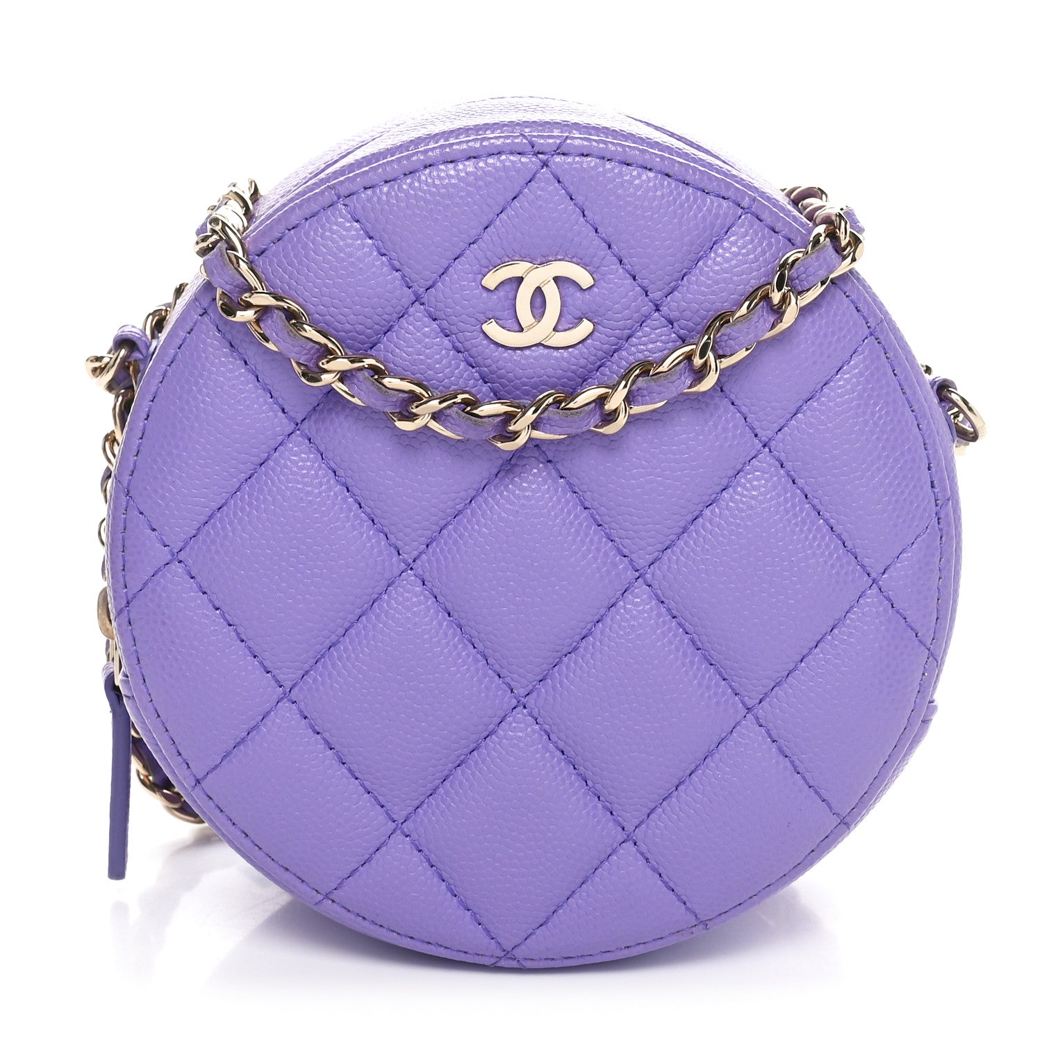 Chanel Caviar Quilted Round Clutch With Chain Purple 1 of 10