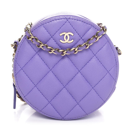 Chanel Caviar Quilted Round Clutch With Chain Purple 1 of 10