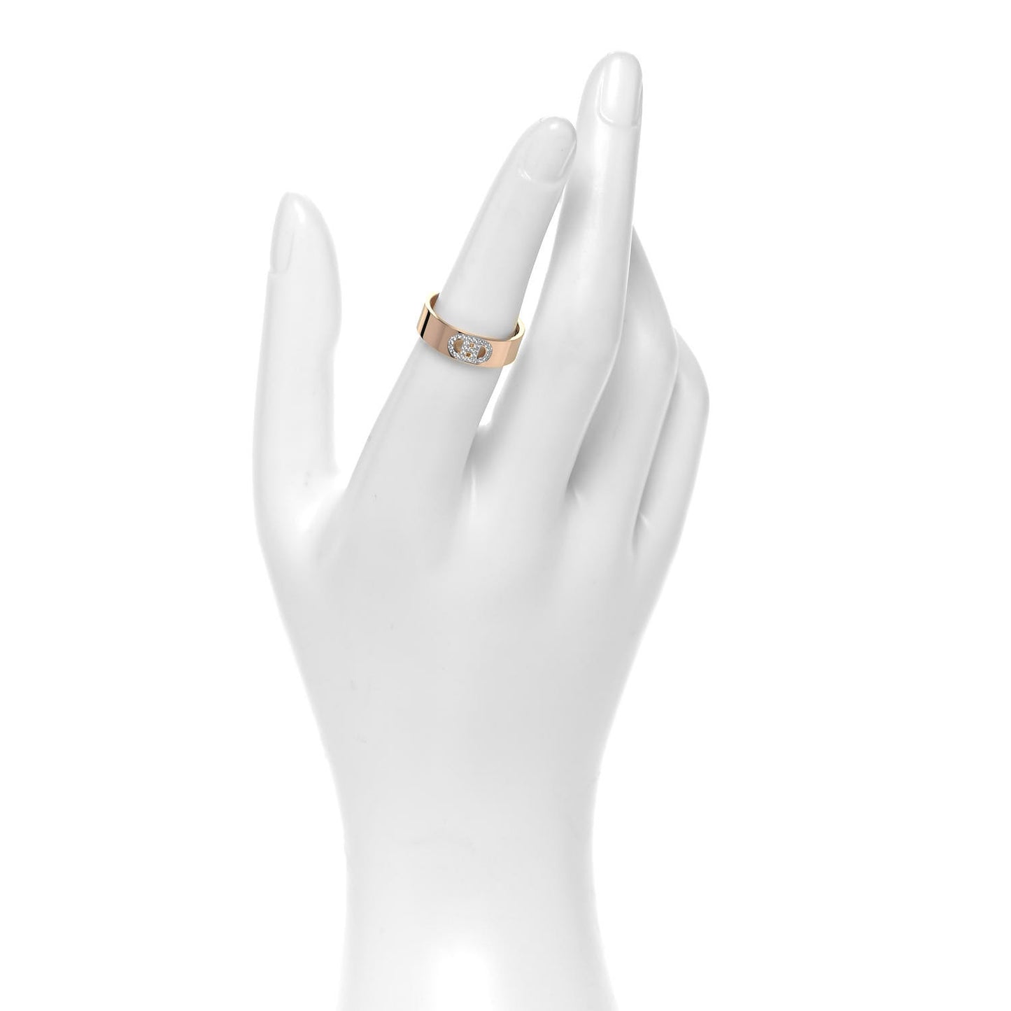 18K Rose Gold Diamond PM H D'Ancre Ring 53 6.25