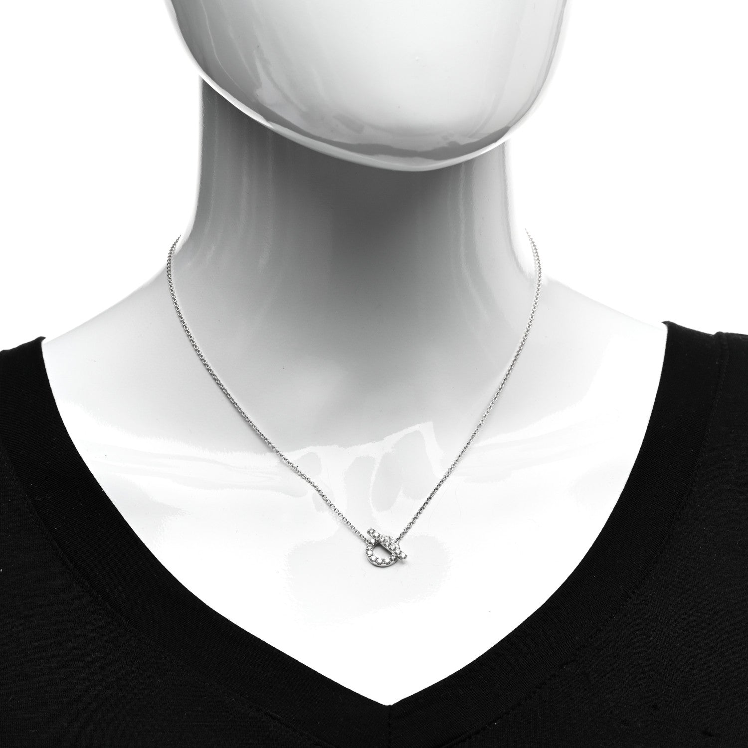 Hermes 18K White Gold Diamond Finesse Pendant Necklace 2 of 5