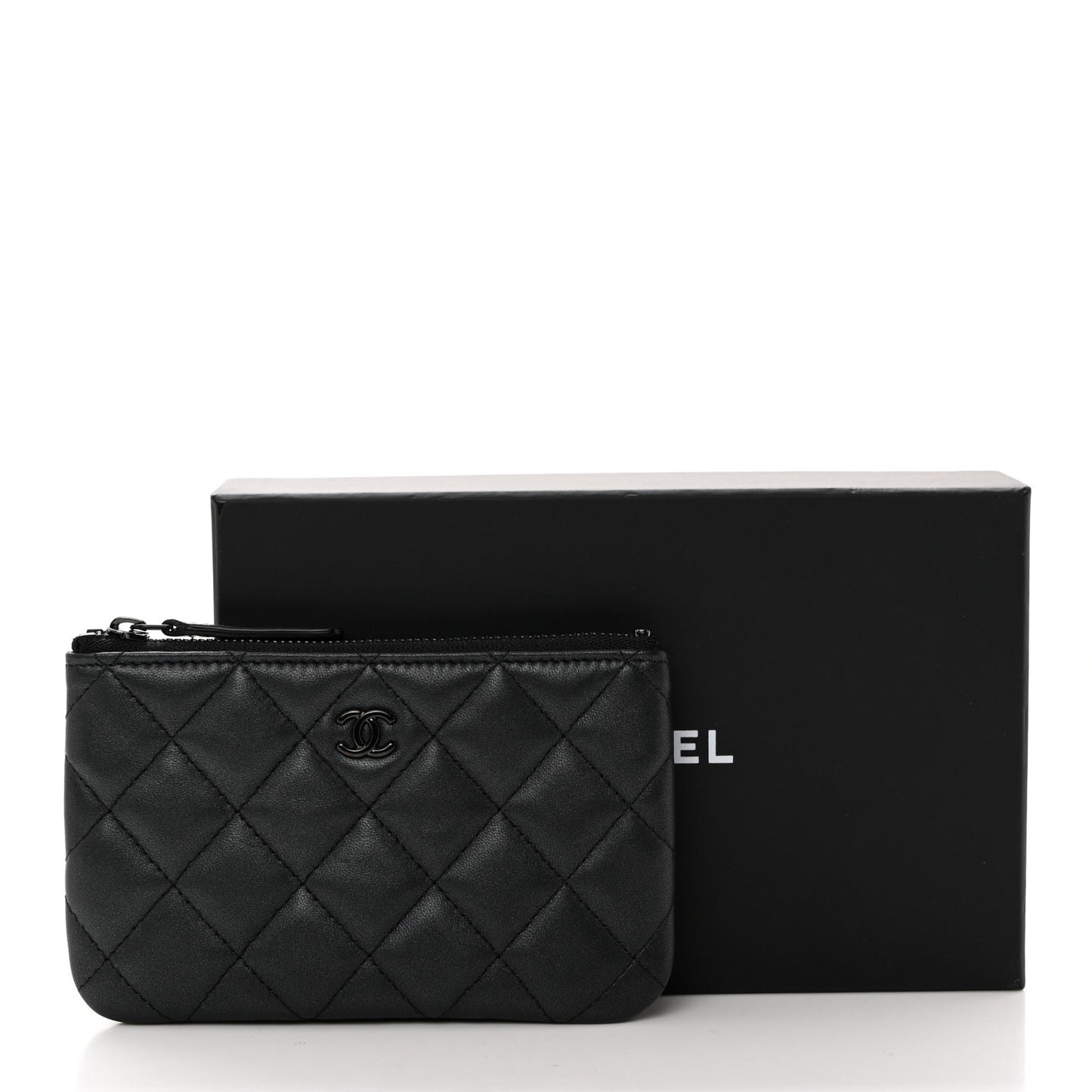 Pearly Lambskin Quilted Small Cosmetic Case So Black